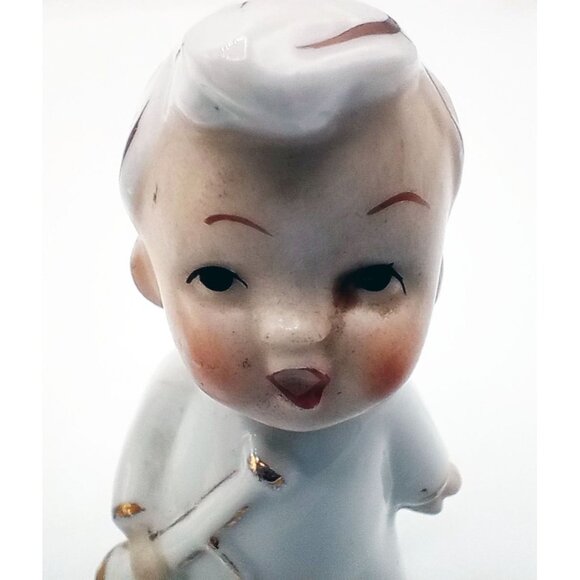 Ceramic Choir Boy Angel Baby Figures Pair Vintage w Instruments 2.75 Inch Japan - Picture 15 of 16